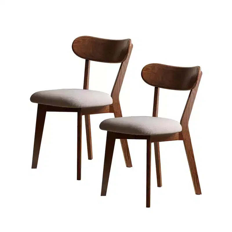 MAYEERTY Set of 2 Upholstered Dining Chairs, FAS Grade Oak Solid Wood Chairs for Kitchen Dining Room Living Room, Walnut