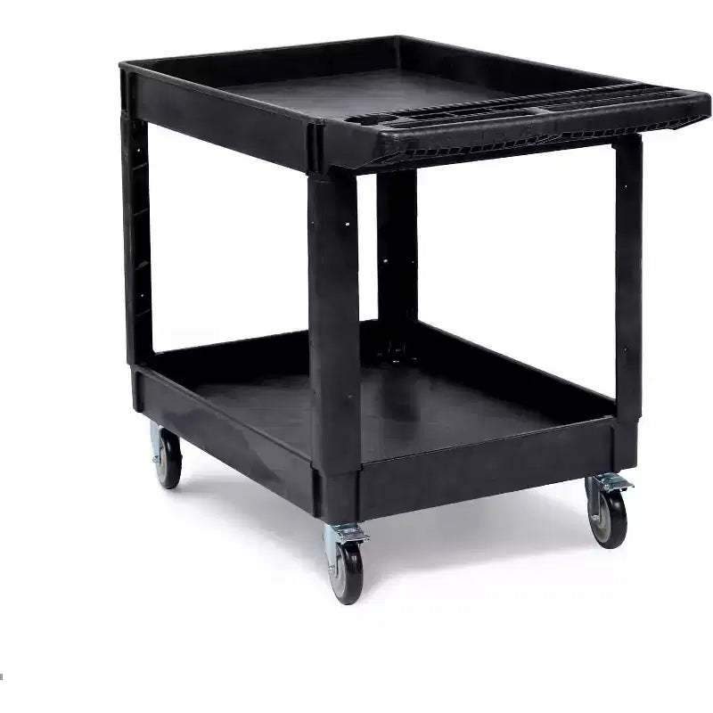 2 Shelf Heavy Duty Utility Cart 550LBS Capacity 360 Swivel Wheels with Brakes for Warehouse Garage Kitchen, 45.7x25.6in