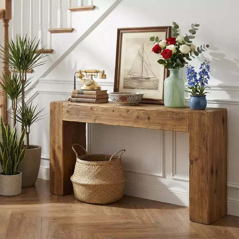 MAYEERTY 63-Inch Wood Console Table, Farmhouse Entryway Sofa Table