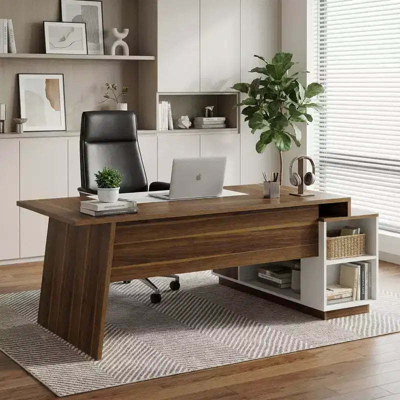 MAYEERTY 70.5 L-Shaped Executive Desk, Home Office Computer Desk with Cabinet