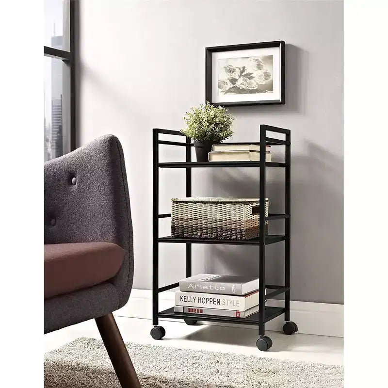 Karl Home 3-tier Rolling Black Utility Cart