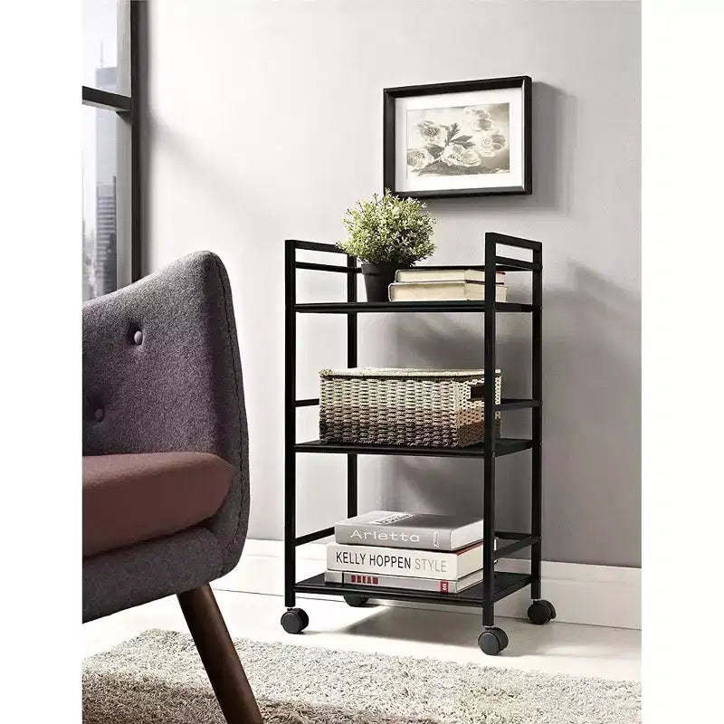 Karl Home 3-tier Rolling Black Utility Cart