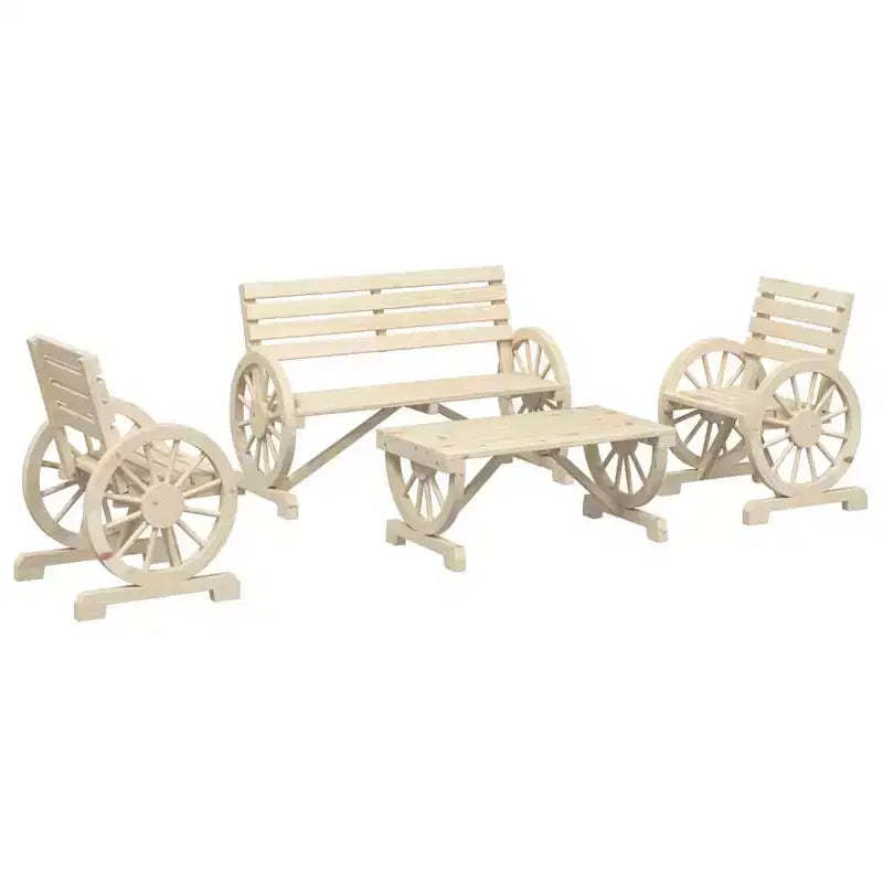 vidaXL Patio Lounge Set Outdoor Garden Seat Furniture 4 Piece Solid Wood Fir