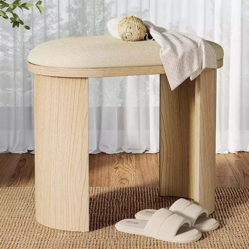Lantine 23.6-Inch Vanity Stool Chair, Ottoman Stool Foot Rest for Couch with Cushion,Small Entryway Bench for Living Room, Bedroom, Makeup Room, Beige