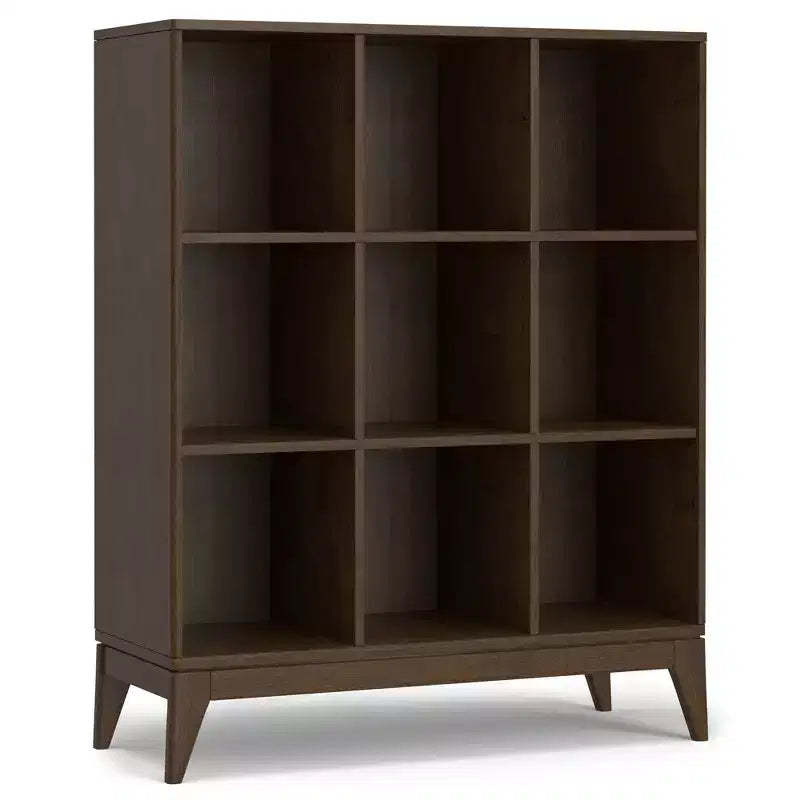 Pearson SOLID HARDWOOD 52 inch x 42 inch Mid Century Modern 9 Cube Storage in Walnut Brown