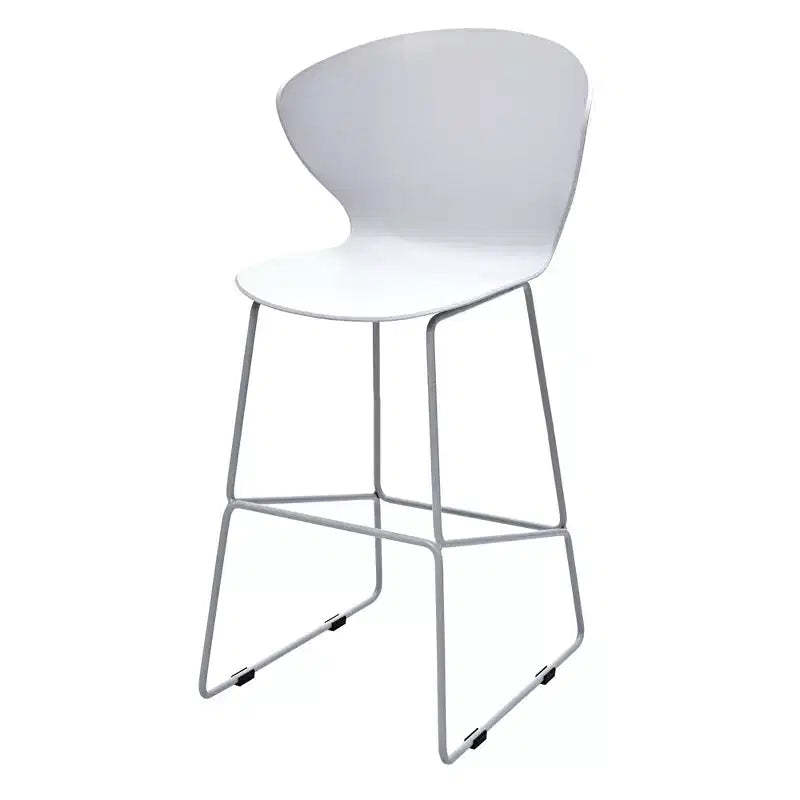HomeRoots Set of Two 26 White and Silver Heavy Duty Plastic and Metal Low Back Counter Height Bar Chairs