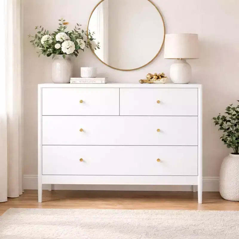 Kids 4-Drawer Dresser, Wooden Storage Cabinet for Nursery or Bedroom, 35.4 Wide, White