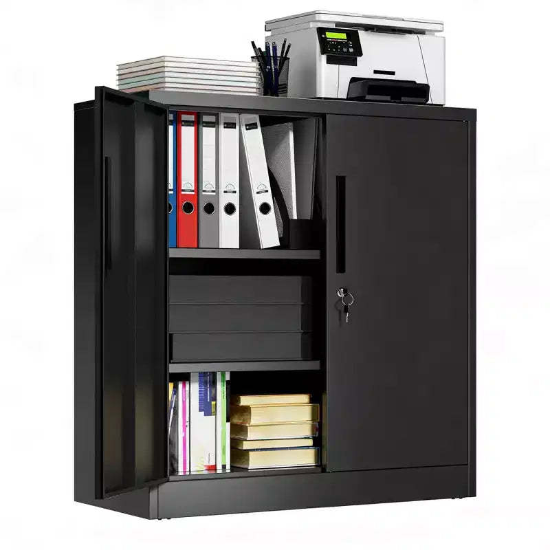 VIYET 35 2-Door Metal Storage Cabinet,Heavy-Duty Lockable Steel Cabinet w/ 2 Adjustable Shelves (Home/Office/Garage Organizer)
