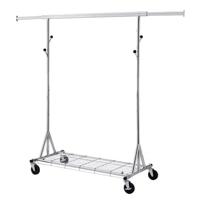 VIYET 68 600LBS Heavy-Duty Rolling Clothes Rack, Collapsible Iron Commercial Garment Rack (Portable Hanger for Bedroom)