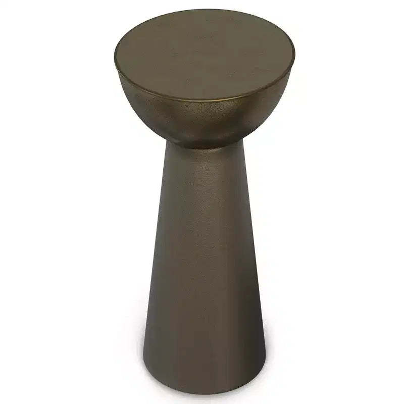 Mykal Contemporary Modern 12 inch Wide Metal Side Table in Antique Gold, Fully Assembled