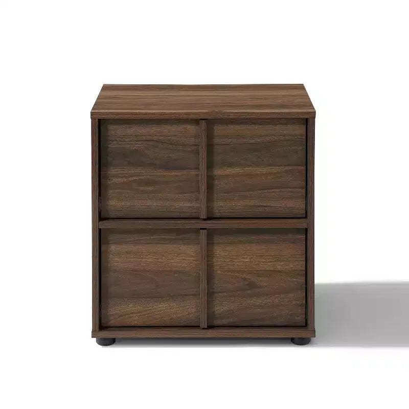 LuxenHome 21.65 Walnut Nightstand & End Table with Two-Drawer Storage in Durable Manufactured Wood Brown