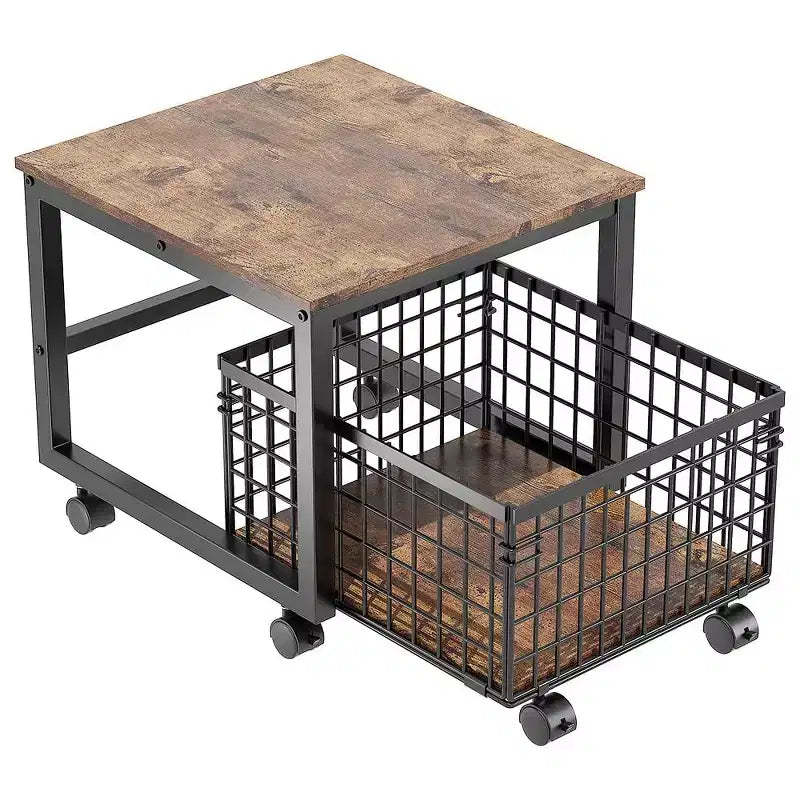 Mini Fridge Stand with Storage Cart & Swivel Wheels, Adjustable Feet, Heavy Duty Metal Frame Holds 198 lbs for Home, Office, Dorm, Coffee Bar