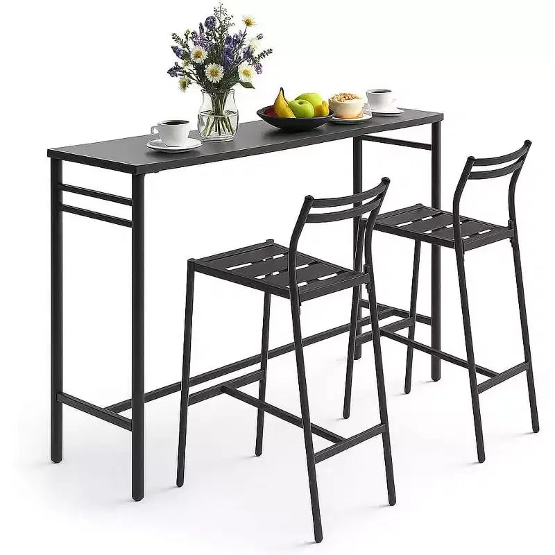 LAUSAINT HOME 3 Pieces Outdoor Bar Set Patio Bar Table and Chairs Set Ergonomic Backrest