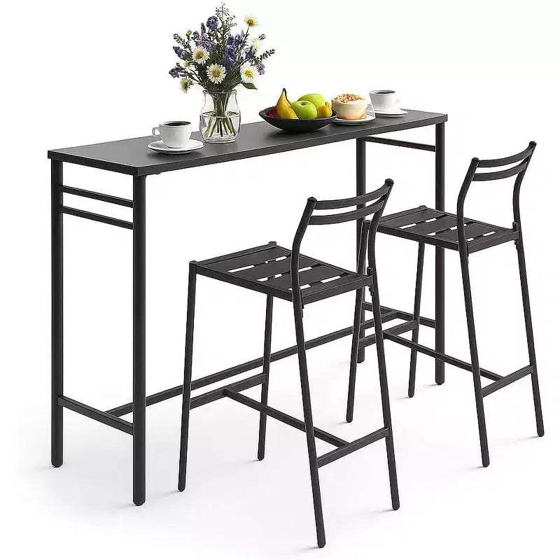 LAUSAINT HOME 3 Pieces Outdoor Bar Set Patio Bar Table and Chairs Set Ergonomic Backrest