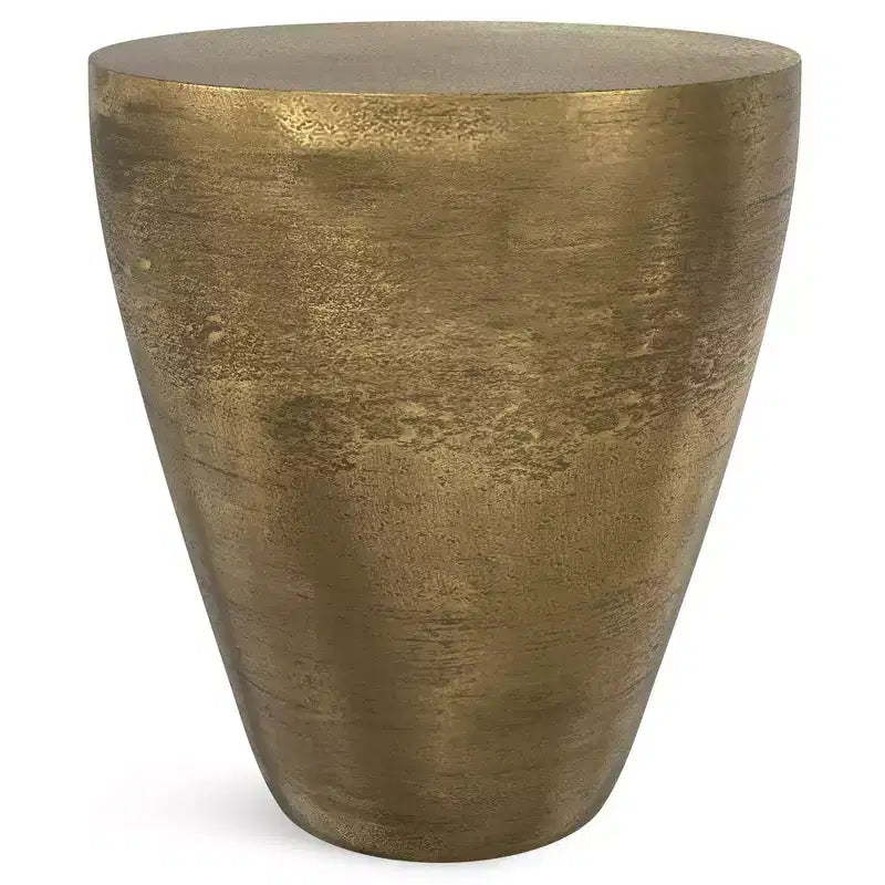 McCoy Contemporary 17 inch Wide Cast Aluminum Side Table in Antique Brass, Fully Assembled