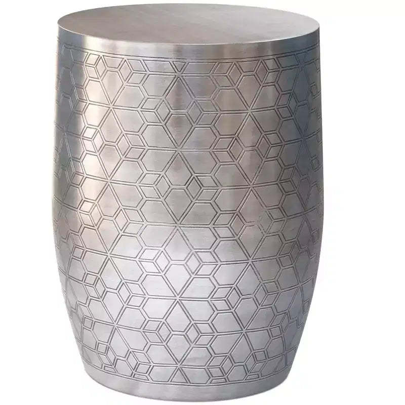 Jean 15 inch Wide Boho Geometric Pattern Metal Accent Table, Assembled
