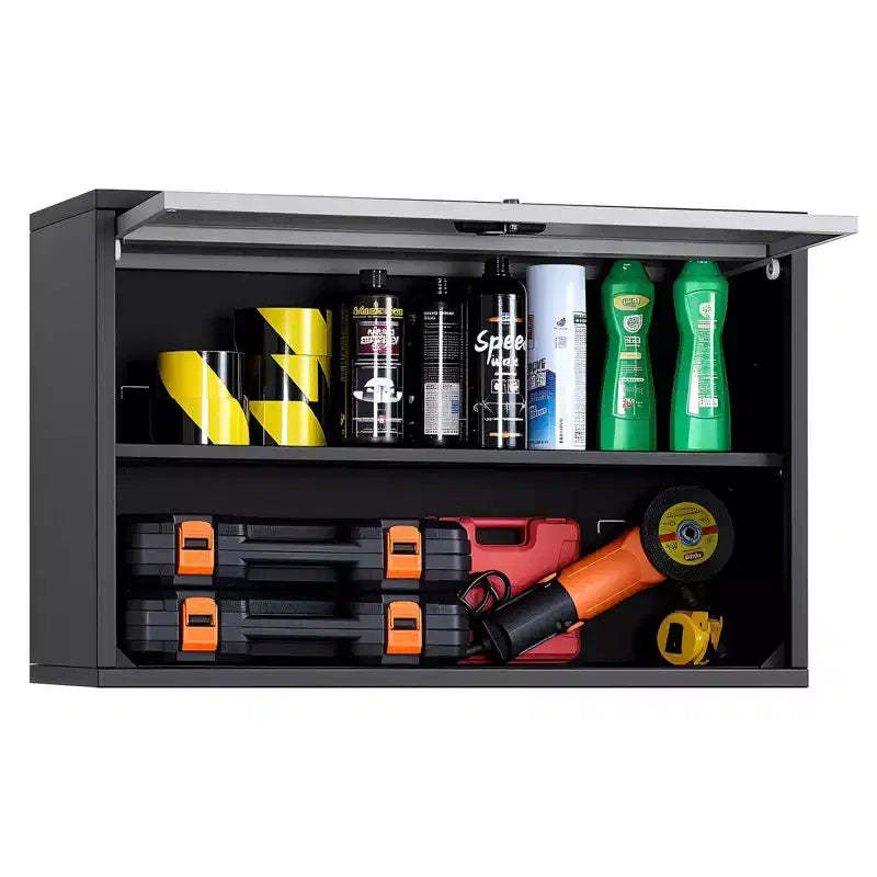 VIYET 19.7 Metal Wall Cabinet-Up-Flip Door, 240LBS Load,Fit for Garage, Basement, Kitchen, Warehouse Assembly Required