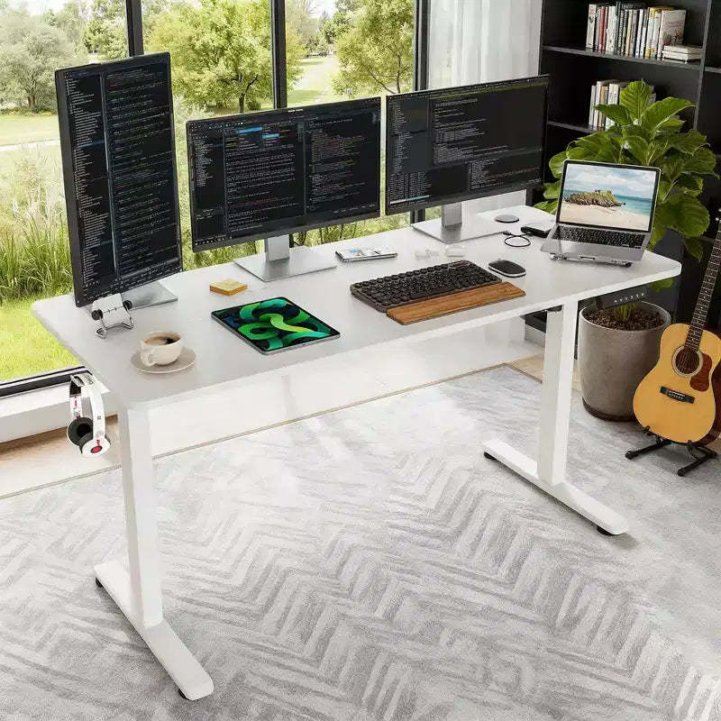 MAYEERTY Home Office Electric Standing Desk, Adjustable Height Sit Stand Desk with Splice Board