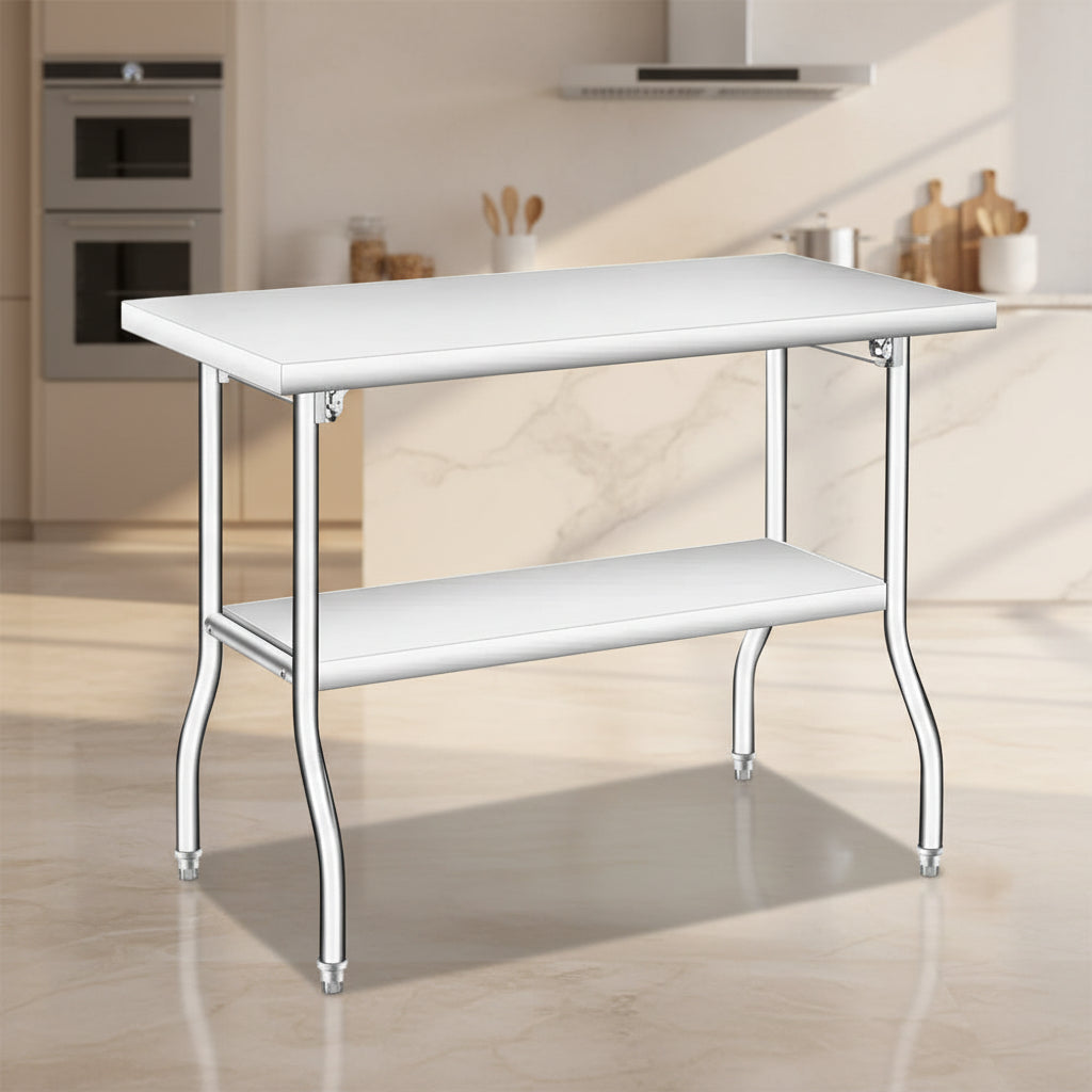 Heavy Duty Folding Stainless Steel Table - 400 LB Capacity - Portable, No Assembly Needed - Prep/Work Table for Kitchen, Laundry, Restaurant, Camping