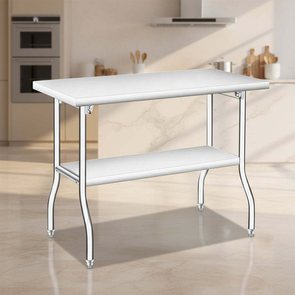 Heavy Duty Folding Stainless Steel Table - 400 LB Capacity - Portable, No Assembly Needed - Prep/Work Table for Kitchen, Laundry, Restaurant, Camping