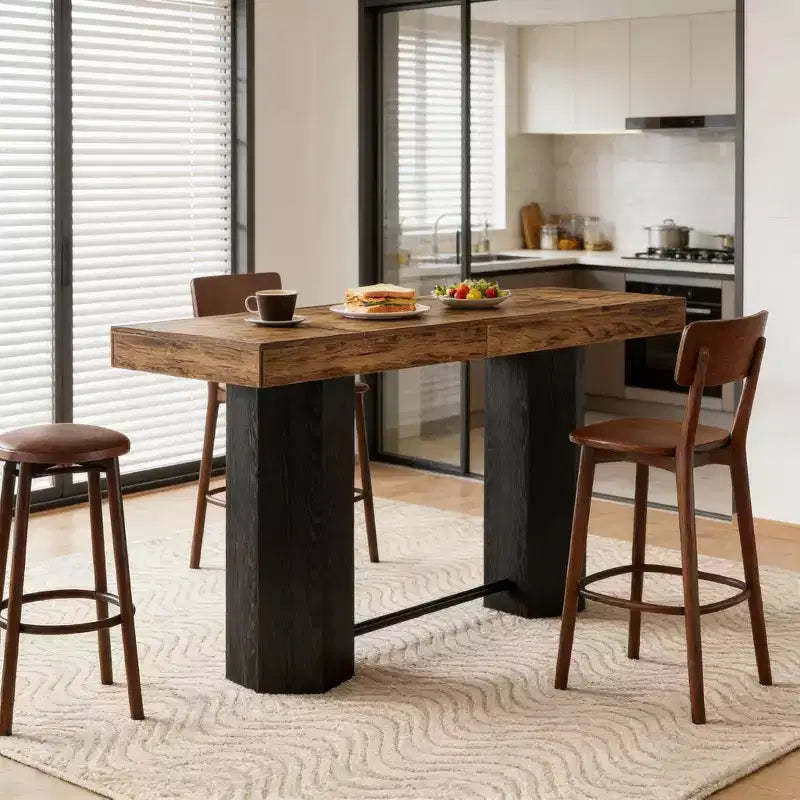 GDFStudio Joyce Modern 71 Woodgrain Bar Height Table