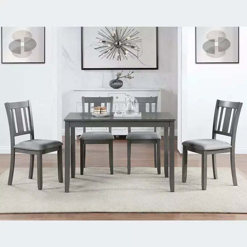 MAYEERTY Wooden Rectangular Dining Table Only, Gray 4-Person Kitchen Table for Small Space
