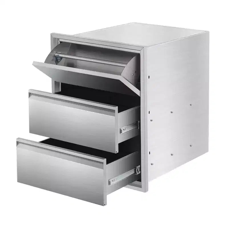 COZONY Stainless Steel Outdoor Kitchen Drawers with Paper Towel Holder, Flush Mount BBQ Access Drawers for Grill Station Patio Storage