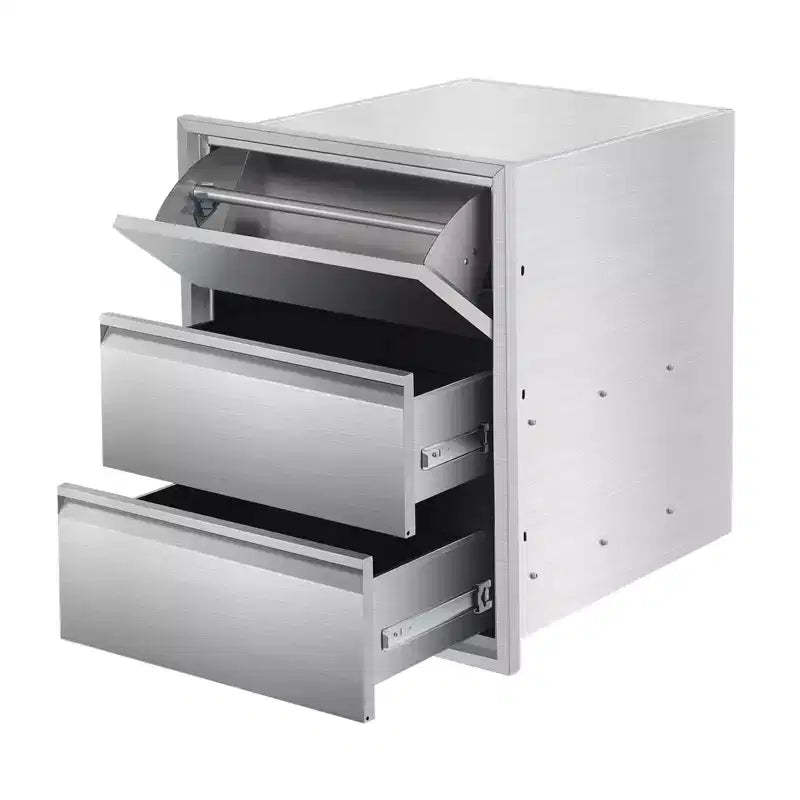 COZONY Stainless Steel Outdoor Kitchen Drawers with Paper Towel Holder, Flush Mount BBQ Access Drawers for Grill Station Patio Storage