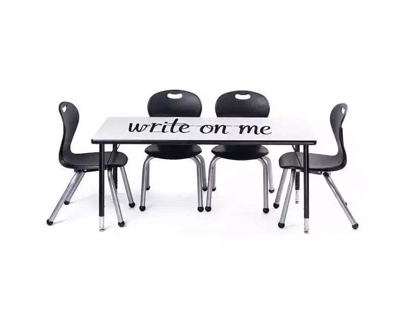 Table & Chair Set: Black Edge Table, 12'' Black Zuul