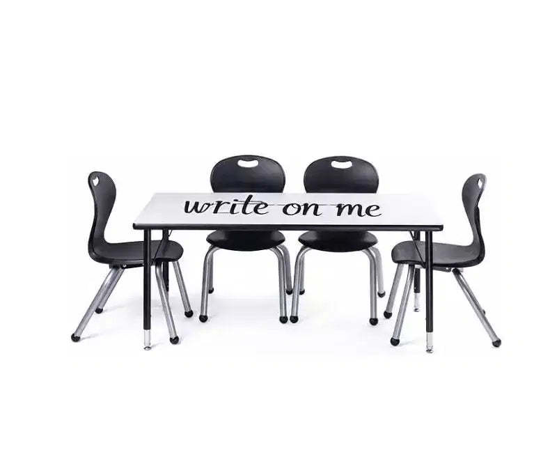 Table & Chair Set: Gray Edge Table, 12'' Black Zuul