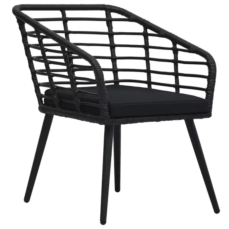vidaXL Rattan Dining Chair 2 Pcs Patio Wicker Chair with Cushions Poly Rattan
