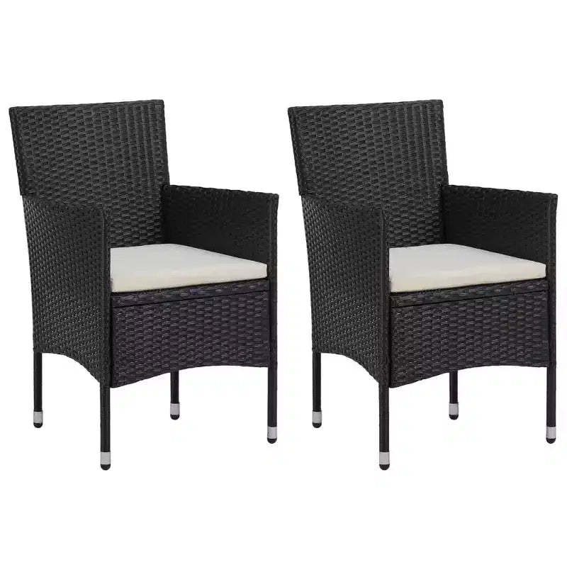 vidaXL Rattan Chair Set of 2 Poly Rattan and Steel