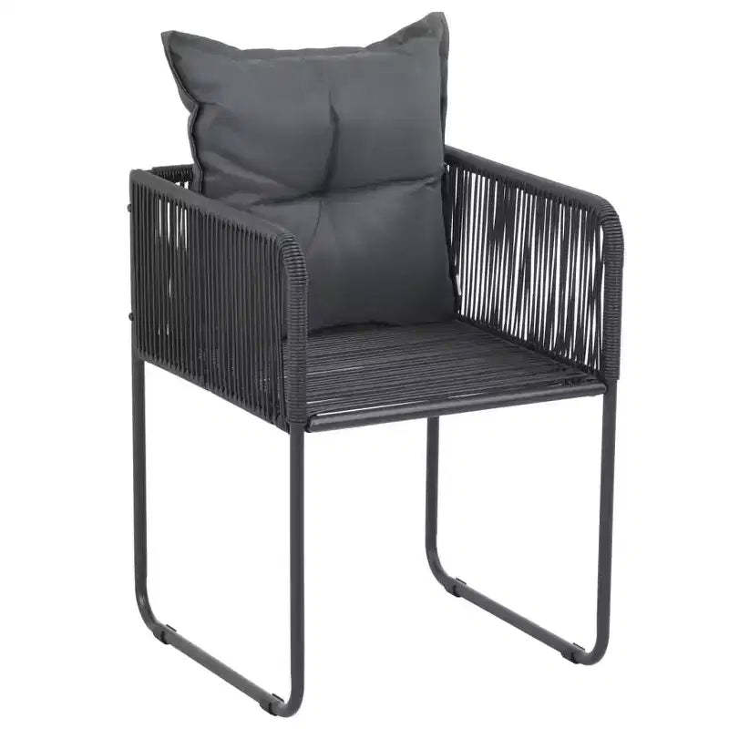 vidaXL Patio Chairs Outdoor Patio Dining Chair with Pillows Poly Rattan