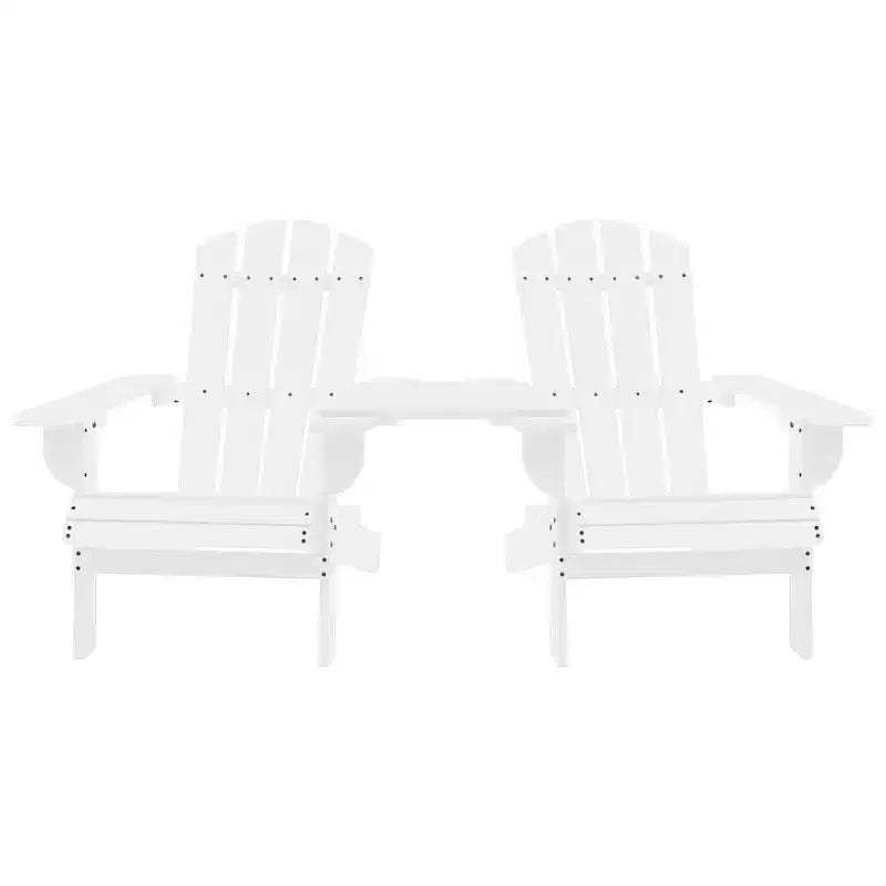 vidaXL Adirondack Chairs Patio Adirondack Chair with Tea Table Solid Wood Fir