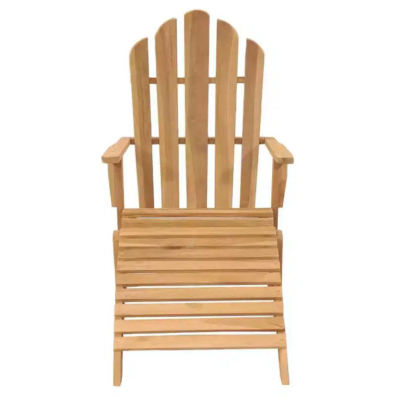 vidaXL Folding Adirondack Chair Patio Lawn Chair with Footrest Solid Wood Teak