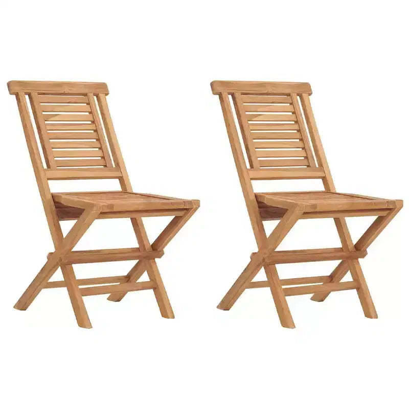 vidaXL Folding Garden Chair Set of 2 Teak Solid teak wood Standard