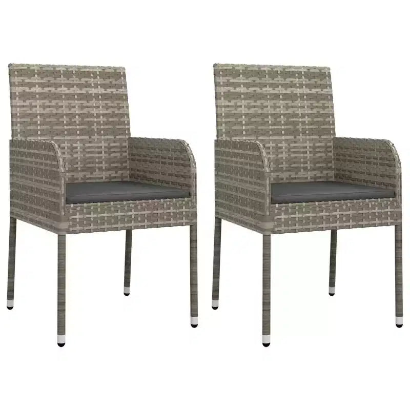 vidaXL Outdoor Garden Chair Set with Cushions - Gray/Black Options