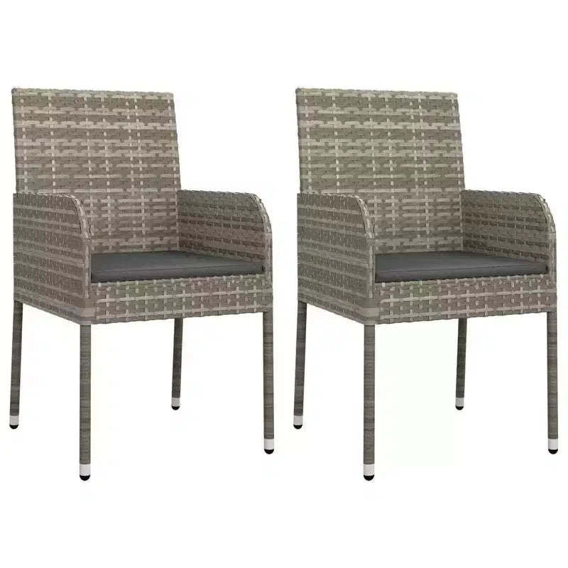 vidaXL Outdoor Garden Chair Set with Cushions - Gray/Black Options