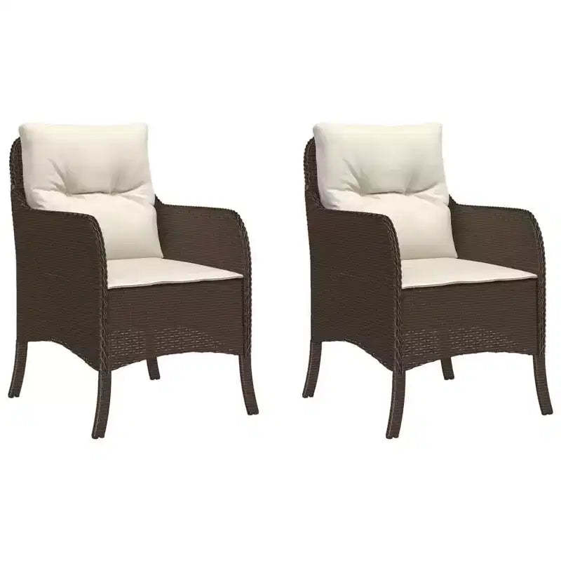 vidaXL Garden Chair Set of 2 PE Rattan Standard Removable Covers