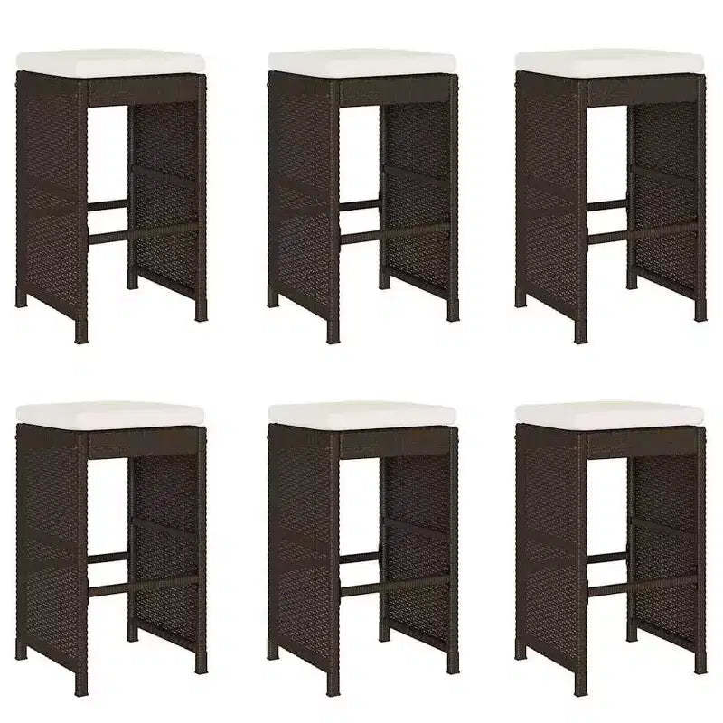 vidaXL Garden Bar Stool Set of 6 PE rattan Standard