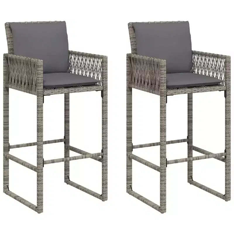 vidaXL Garden Bar Stool PE rattan, powder-coated steel, 100% polyester