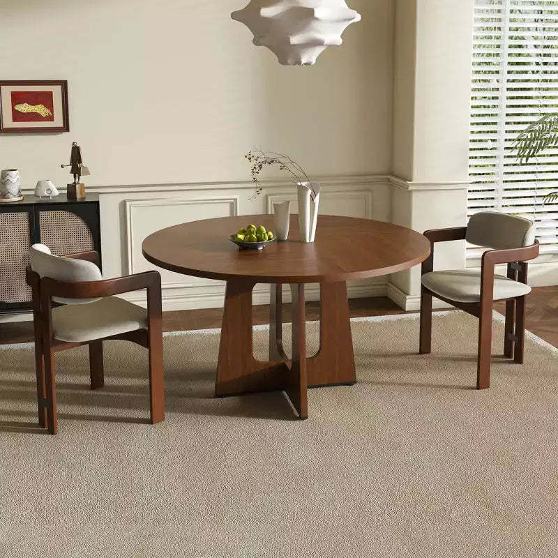 MAYEERTY Round Farmhouse Dining Table, Wood Grain MDF Kitchen Table with 300lb Weight Capacity, Easy Assembly Dining Room Table