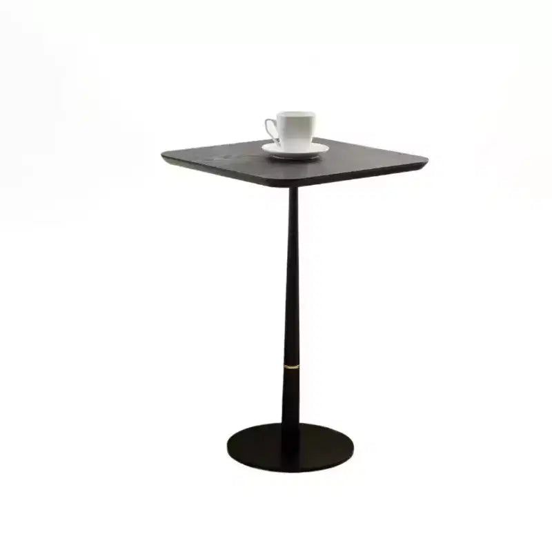 VIYET 24 Square End Table - Black MDF, Metal Legs, Gold Accents,Multi-Functional Desk for Living Room/Lounge Area