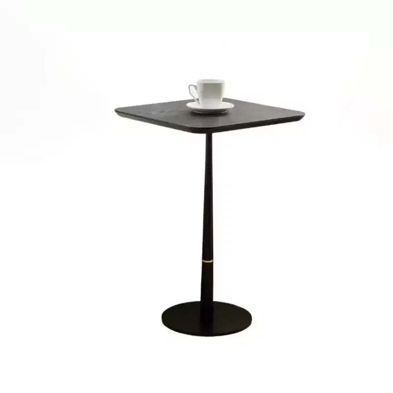 VIYET 24 Square End Table - Black MDF, Metal Legs, Gold Accents,Multi-Functional Desk for Living Room/Lounge Area