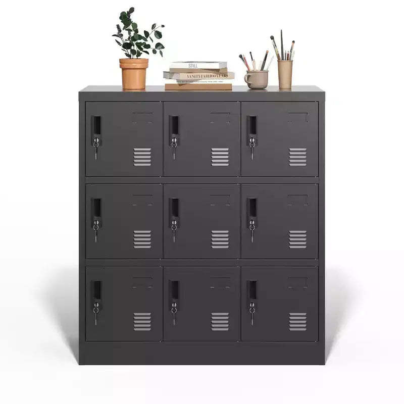 Employee Storage Locker, Multiple Doors Steel Gym Lockers with Card Slots and Vents