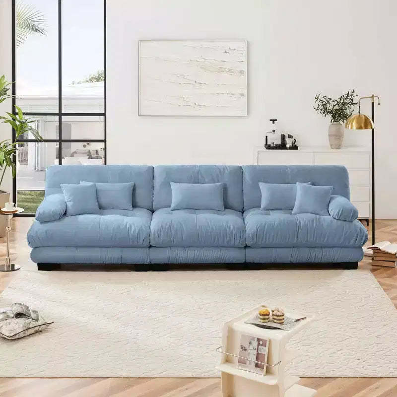 MAYEERTY 3 Seater Sectional Sofa Modular Deep Seat Couch Upholstered Furniture for Living Room Blue