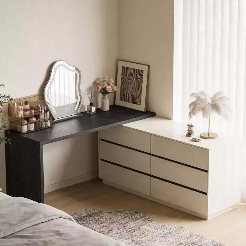 Gaoyangjiaju Modern 60.43 inch Executive L-Shaped Desk with 6-Drawer Storage - Two-Tone Finish