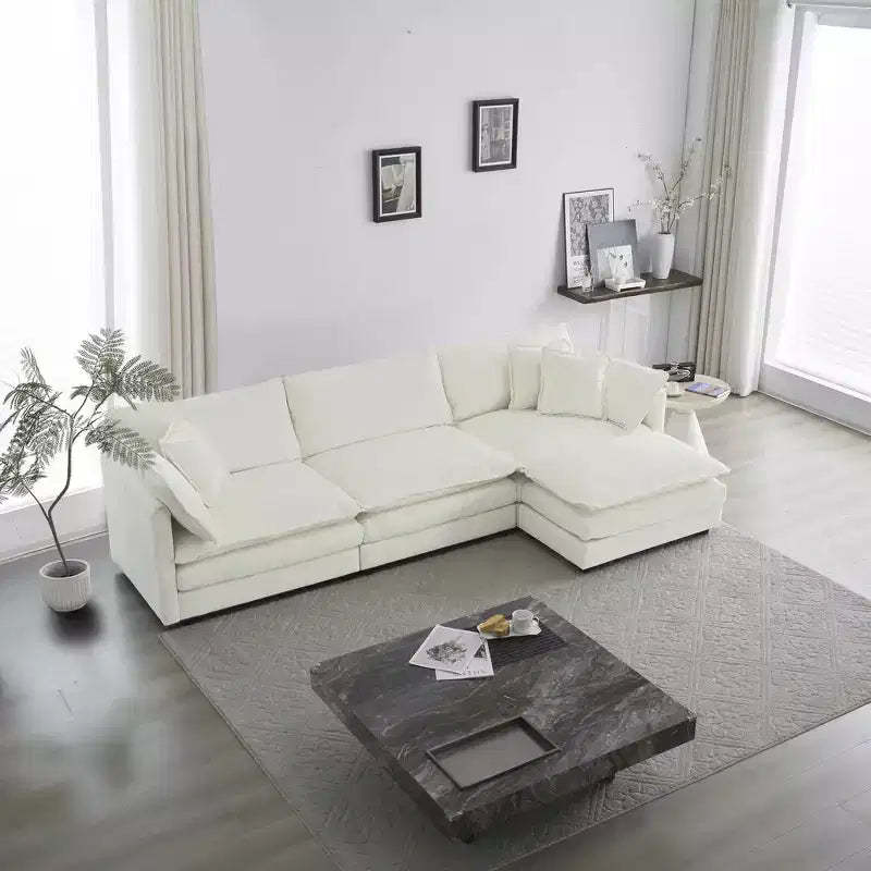 MAYEERTY Free Conbination Comfy Upholstery Modular Oversized L Shaped Sectional Sofa with Ottoman for Living Room White