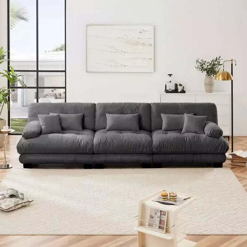 MAYEERTY 3 Seater Sectional Sofa Modular Deep Seat Couch for Living Room Gray