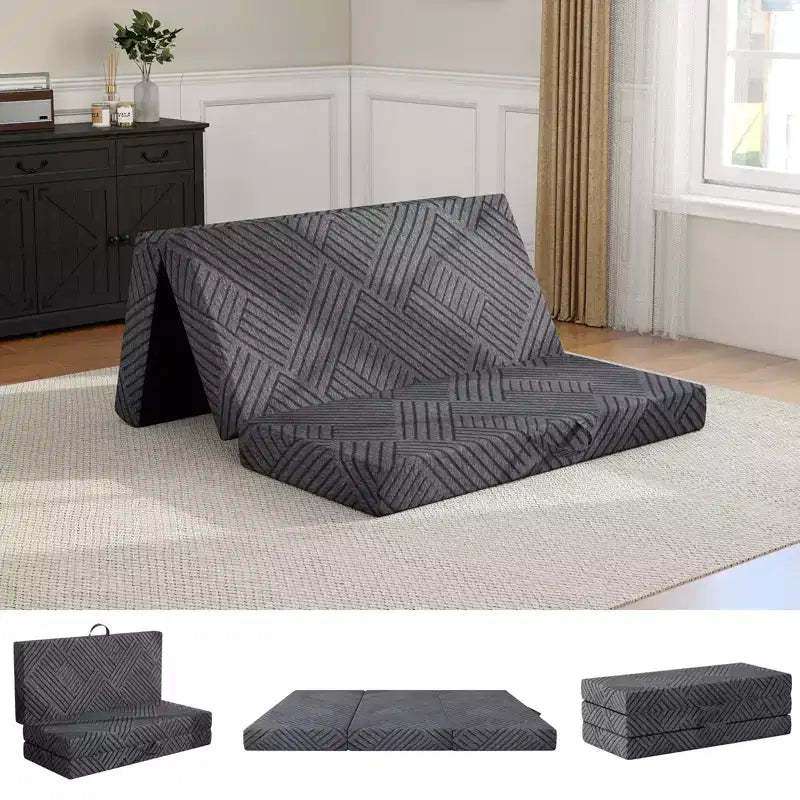 Dyonery 6 Trifold Mattress Foldable Memory Foam Folding Mattress with Storage Bag Portable Floor Bed for Guest Bed/Camping/Travel/Yoga
